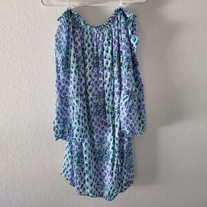 Lilly Pulitzer Nevie off-the-shoulder dress in the "Resort White Toe In"